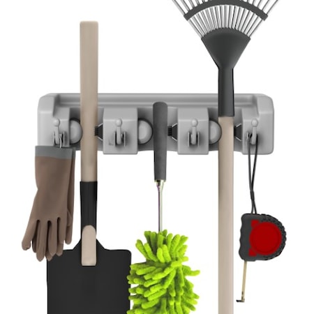Fleming Supply 2-pack Shovel, Rake and Tool Holder with Hooks, Wall Mounted Organizer for Home and Garden Tools 593819VDV